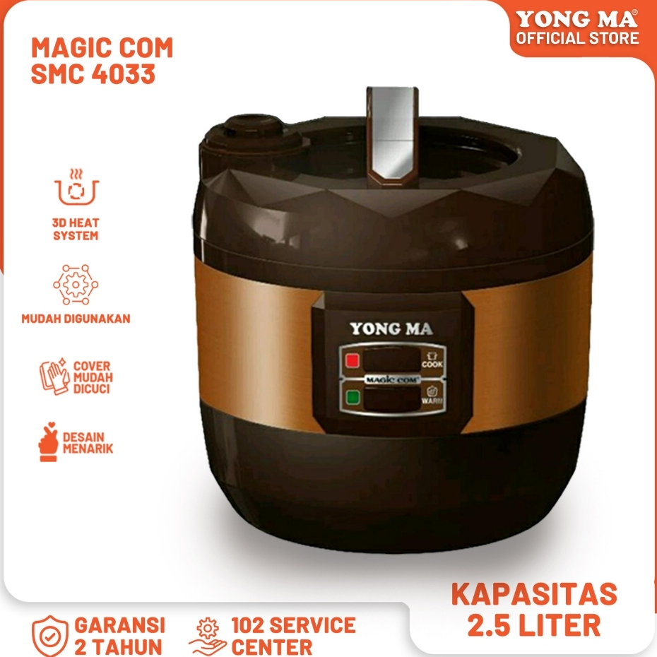 Yong Ma SMC4033 Rice Cooker / Magic Com 2.5 Liter 3 in 1 Bonus Gelas Ukur dan Sendok Nasi