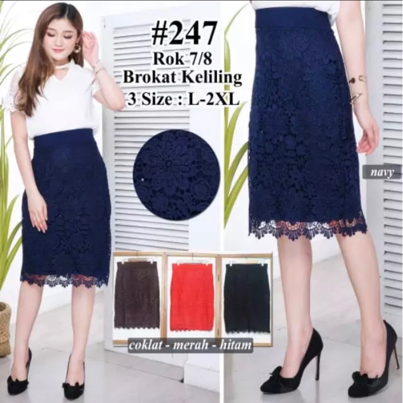 Rok Wanita Rok Brokat Rok Natal Rok Pesta