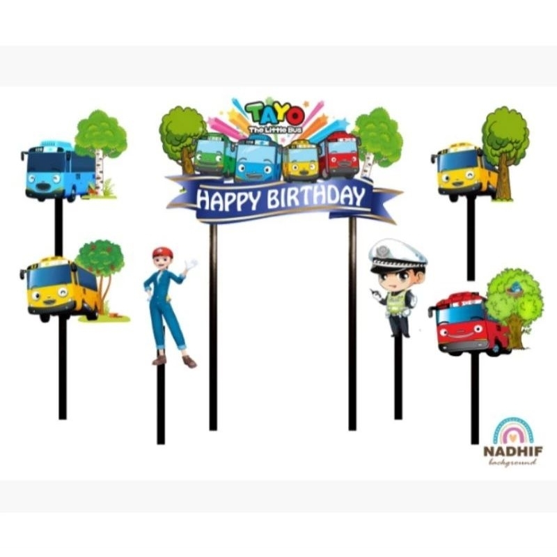 topper kue Tayo,hiasan kue ulang tahun Tayo,topper karakter Tayo