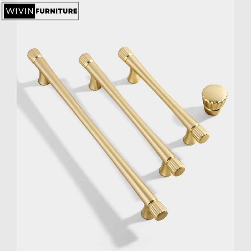 W-74 Handle Lemari Gold Matte Premium Tarikan Laci Emas Matte Gagang Pintu Minimalis