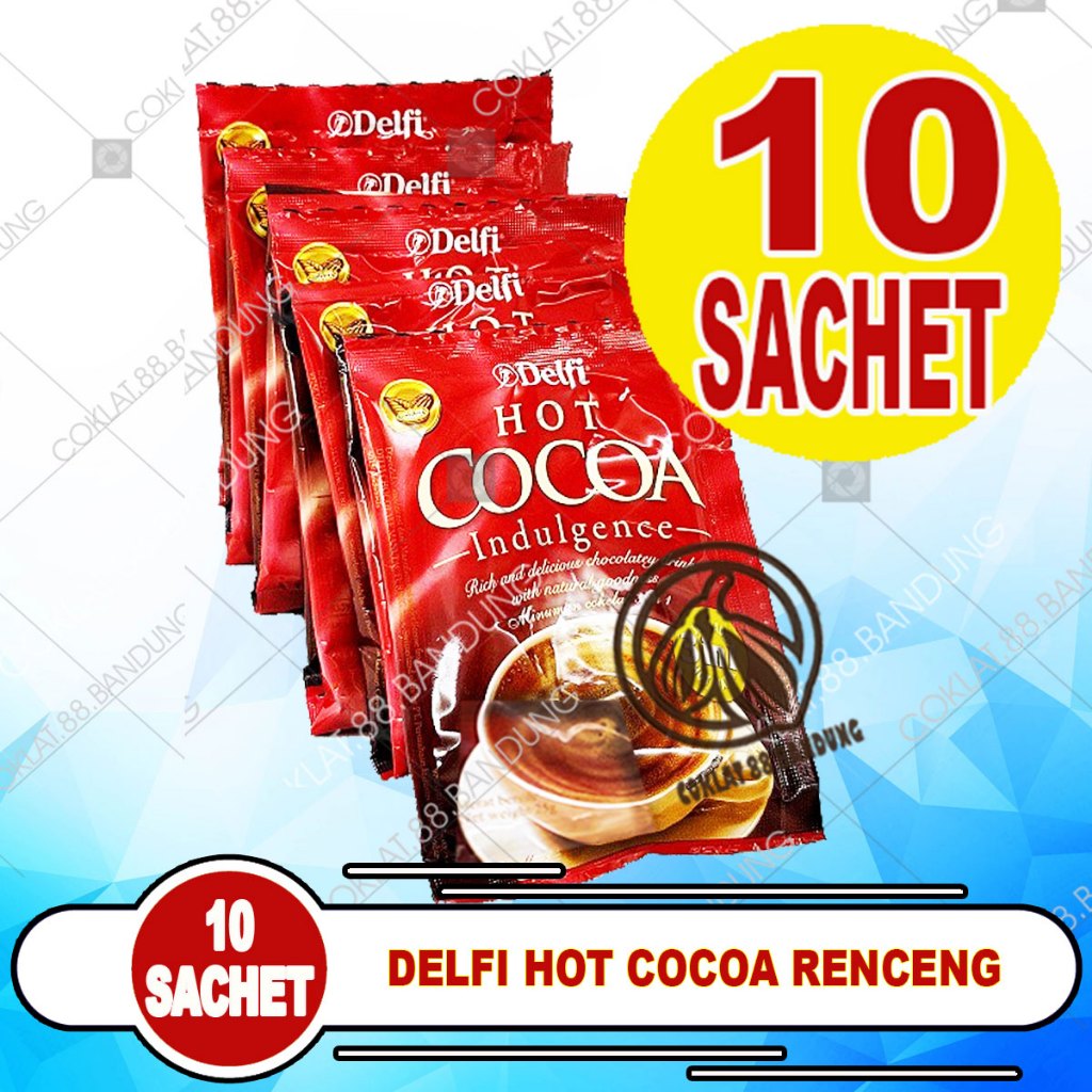 

DELFI HOT COCOA RENCENG ISI 10 PCS, DELFI HOT COCOA INDULGENCE 10 SACHET MIX 3 IN 1