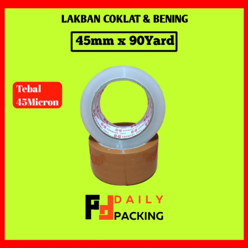 

LAKBAN BENING LAKBAN COKLAT 45MM X 90YARD | LAKBAN HARMONY | SELOTIP LENGKET MURAH