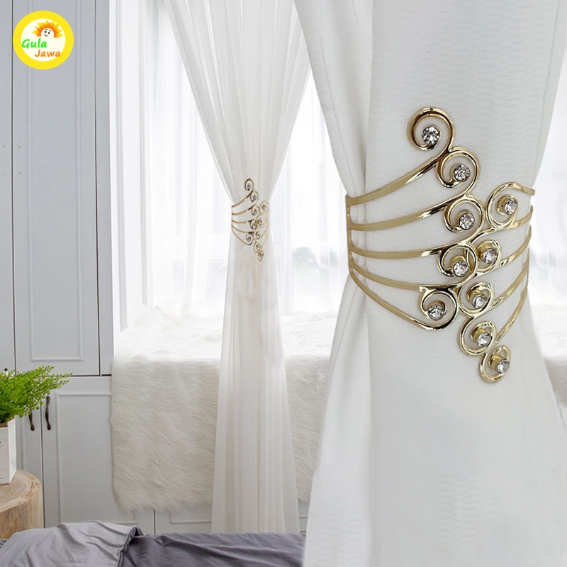 Pengait Gorden Crystal / Tiebacks Tirai Sayap Berlian / Tali Gorden / Yang Dihancurkan Logam Jepit T