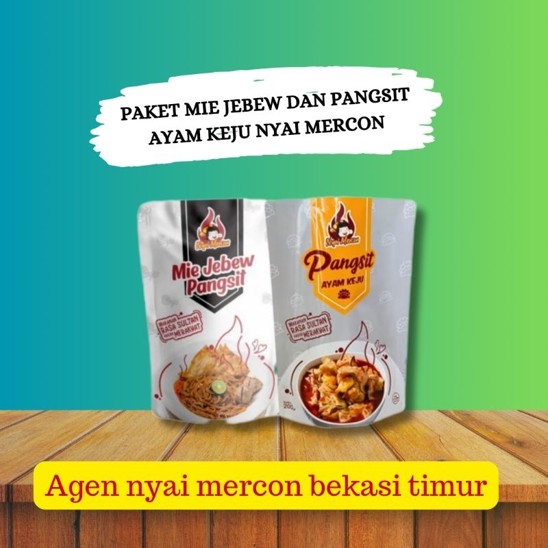

Paket mie jebew dan pangsit ayam keju nyai mercon