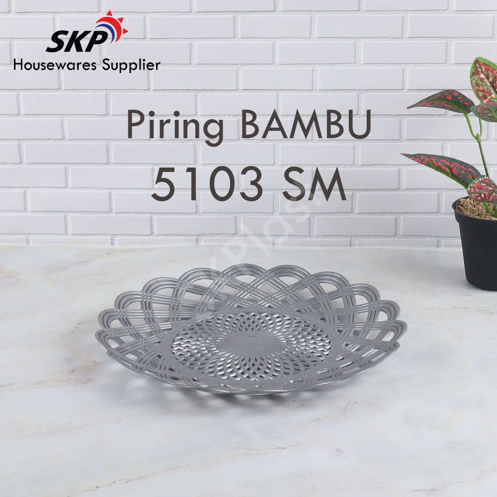 [Tantos] Piring BAMBU Silver Metalic / Tatakan Makanan