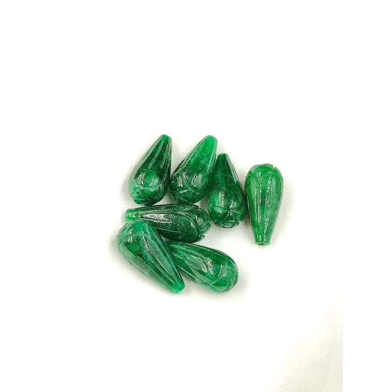 Liontin Batu Alam Giok Tetes Ukir Asli Hijau Tua 10x20 MM 1 PCS