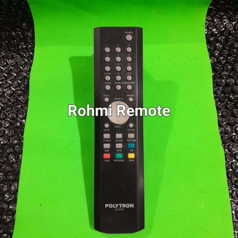 REMOTE REMOT TV TABUNG  POLYTRON 81D761 ORIGINAL ASLI HITAM