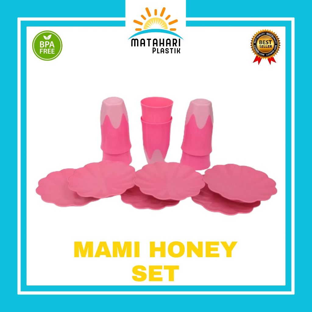 (1 set = 6 bh Gelas Plastik + 6 bh Piring Kue Plastik) Piring Plastik/Gelas Honey/Piring Kue Plastik
