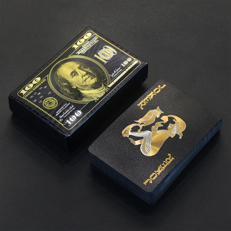 Kartu Remi Anti Air PVC / Poker Plastik Hitam&Emas Anti Air Premium