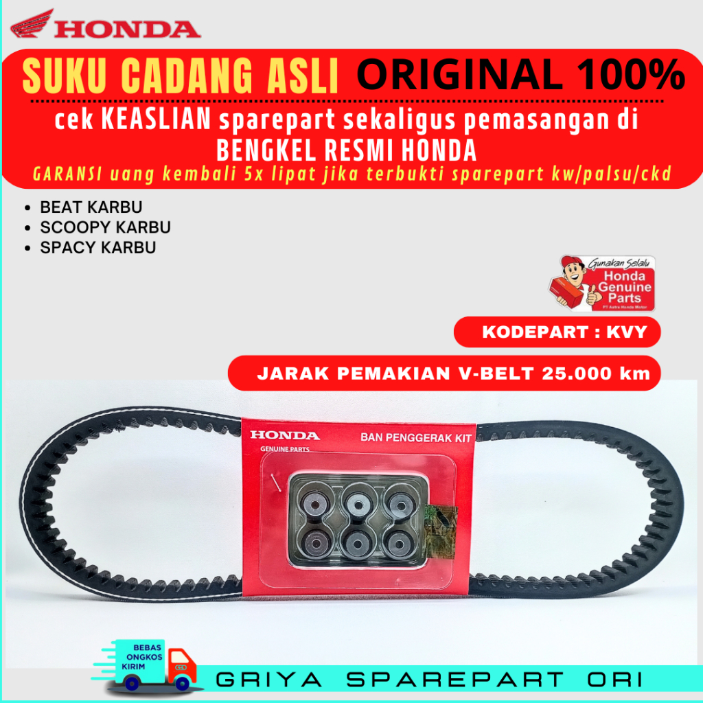 Vanbelt Beat Karbu Ori Vanbelt Scoopy karbu Original Vanbelt Spacy karbu Original Honda AHM Vanbelt 