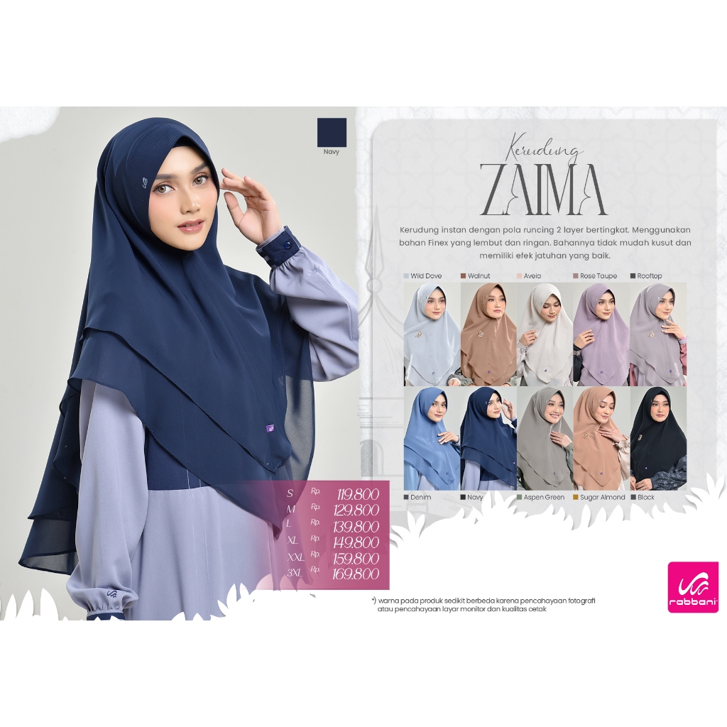 RABBANI Kerudung zaima 2 layer hijab insan