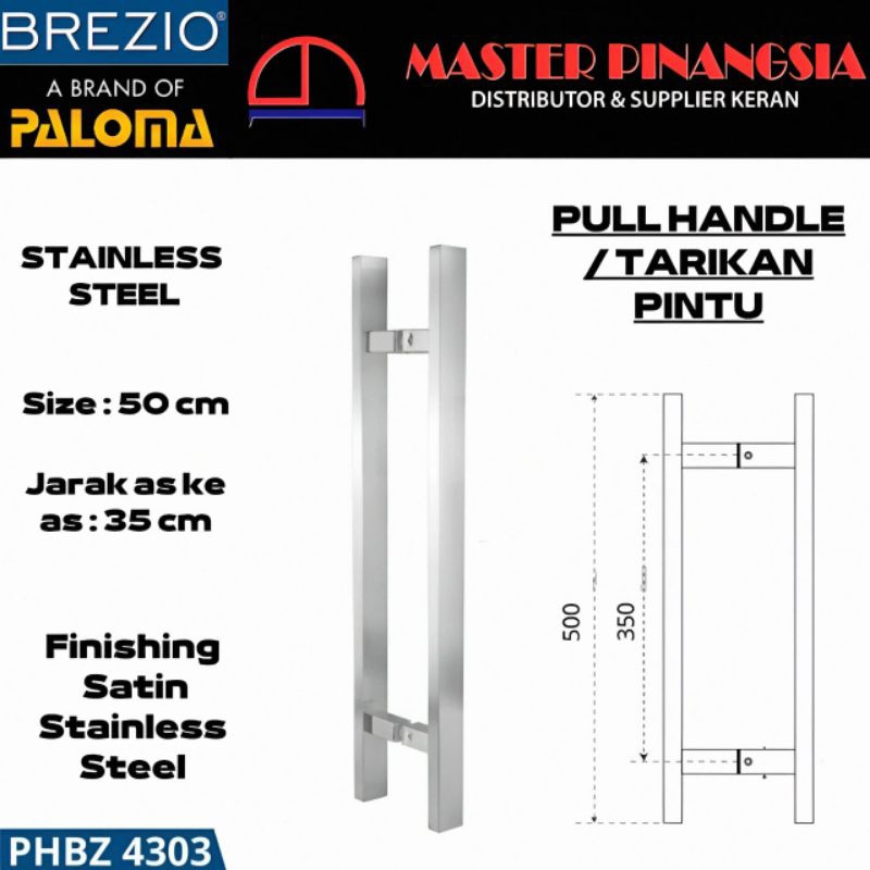 BREZIO PHBZ 4303 DIESEL 50CM Pull Handle Gagang Tarikan Pintu Stainless  Steel