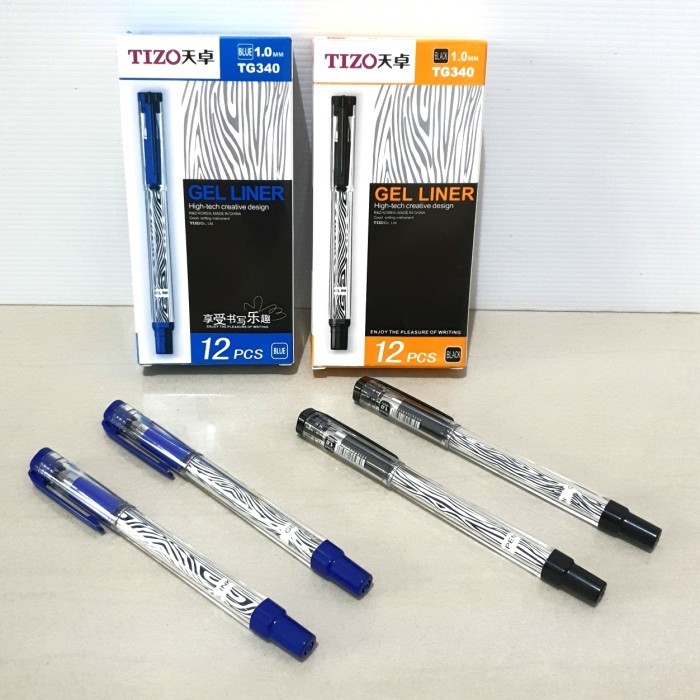

Pulpen Tanda Tangan TIZO 1.0mm Ballpoint Pena Gel Pen Cair Hitam / Biru 3pcs
