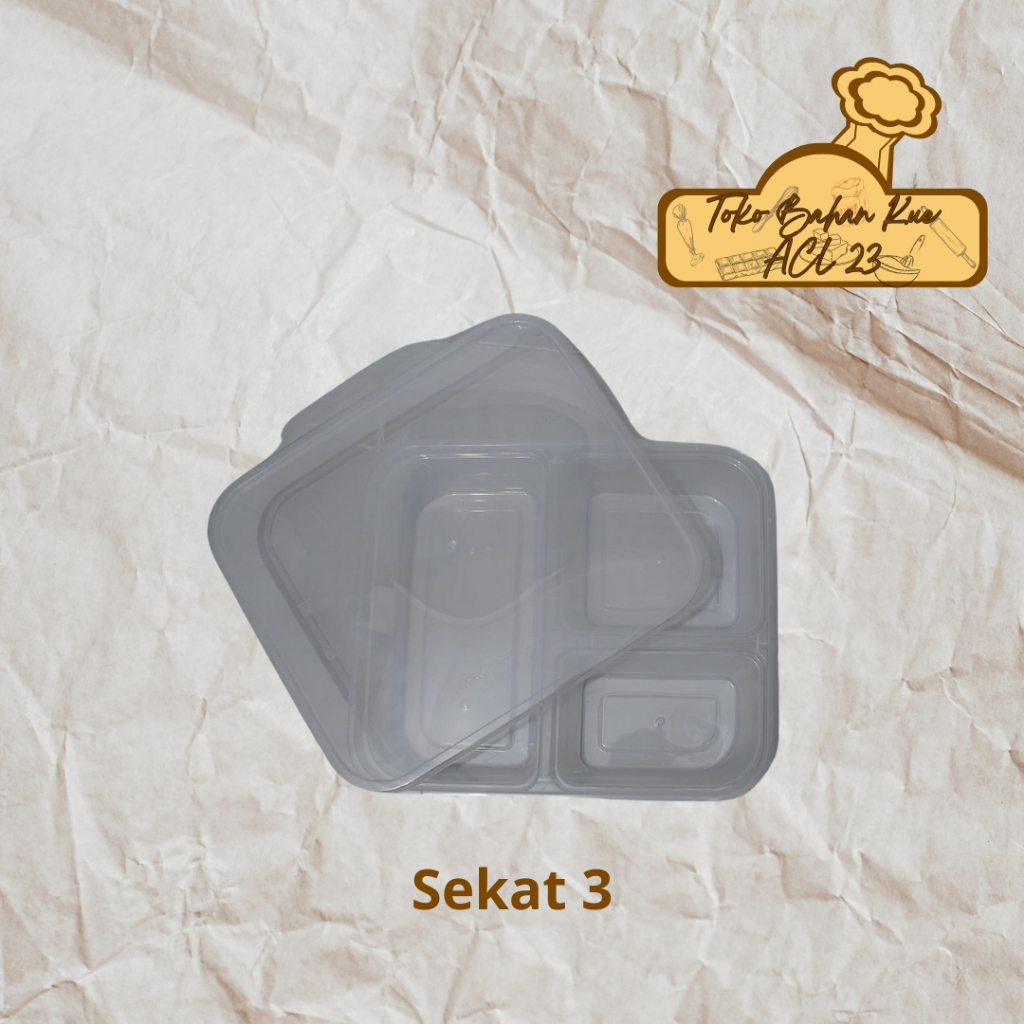 [25 Pcs]Thinwall Bento Sekat 3/Thinwall Sekat 3/Kotak Makan Sekat 3/Thinwall Meiji Sekat 3/Box Bento