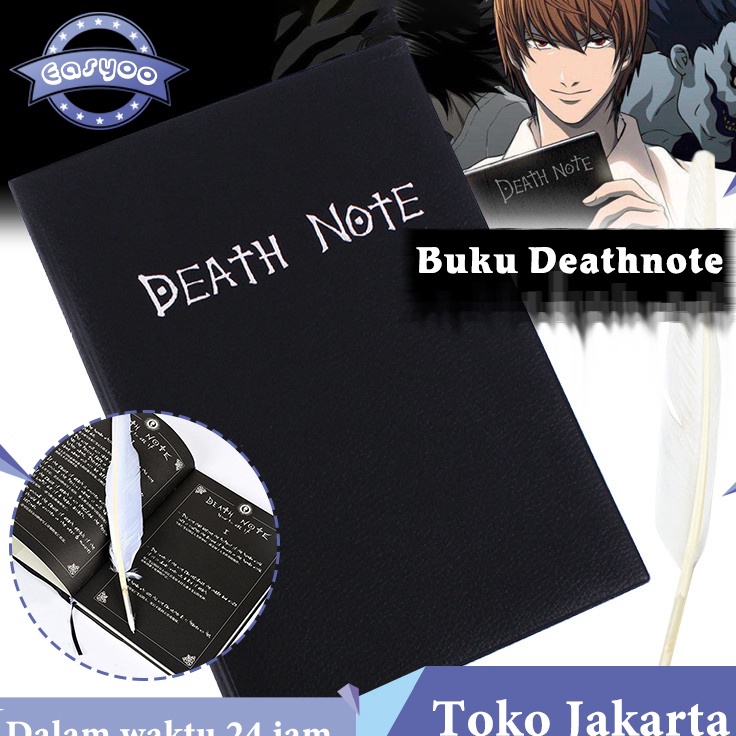 

KODE PRODUK LE7VO5792 Anime Buku Death Note Book Catatan Dengan Casing Dan Pena Bulu Dan Pembatas Buku Deathnote