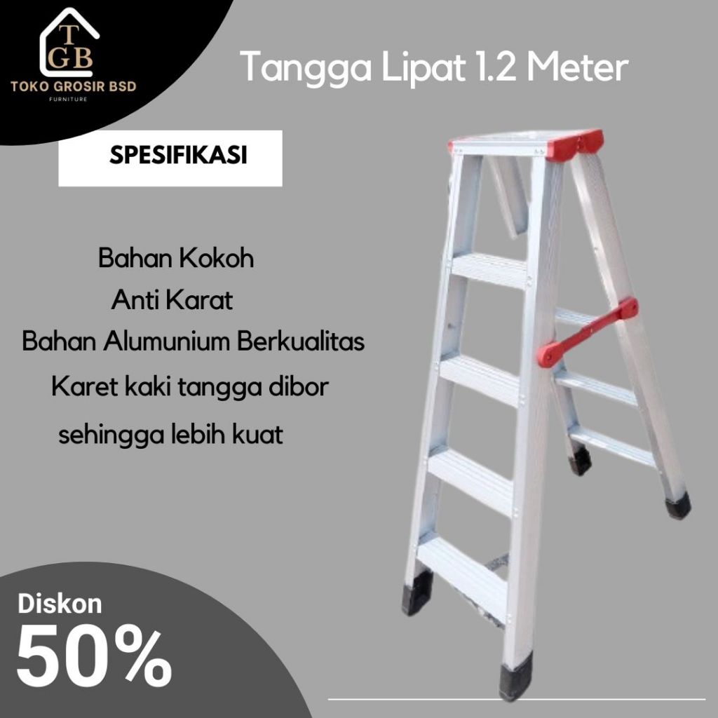 Tangga Lipat 1.2 meter Tangga Lipat Aluminium Tangga Lipat Premium