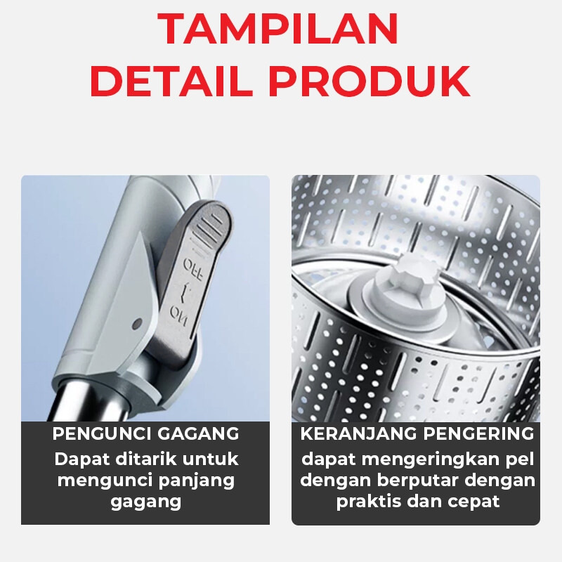 Alat Pel Spin Mop Pembersih Lantai Praktis Otomatis Ultra Mop Simple Alat Pel Serbaguna - Homesky88