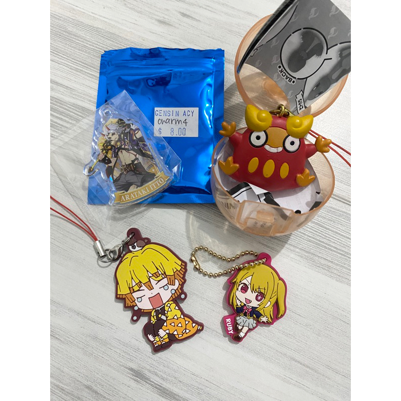 Official Anime Merch Pokemon Gachapon Genshin Impact Itto Demon Slayer Zenitsu Ruby Oshi no ko keych