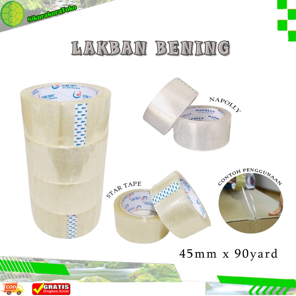 

(SKR) Lakban Bening 90 Yard Isolasi selotip clear tape 45MM Daya rekat kuat