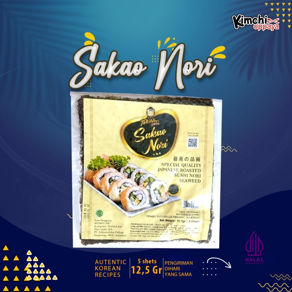 

Sakao Nori Sushi Nori 5 Lembar Seaweed Rumput Laut Halal Mui