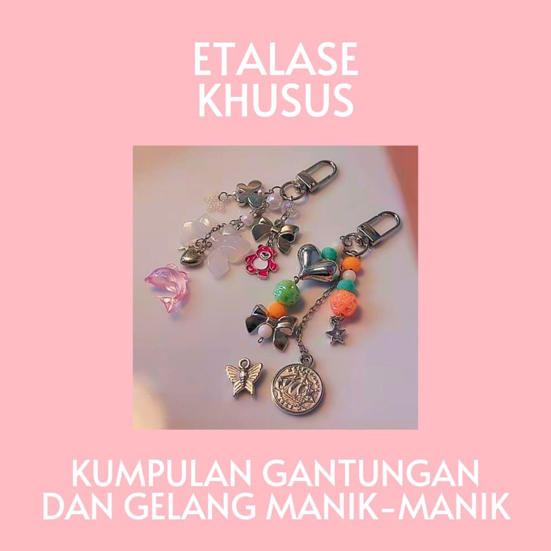 Gantungan HP atau Tas dengan Tali dan Pengait | Manik-Manik Beads Lucu Gemas Warna Warni