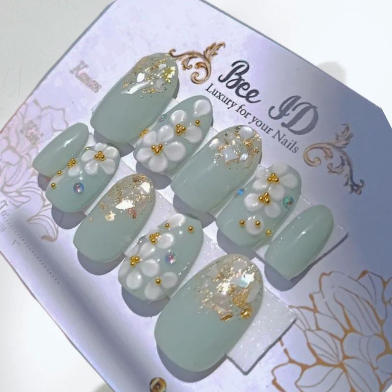 sage green nails sagee press on nail art