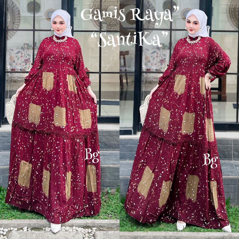 Gamis Raya twill ori Bg Motif santika