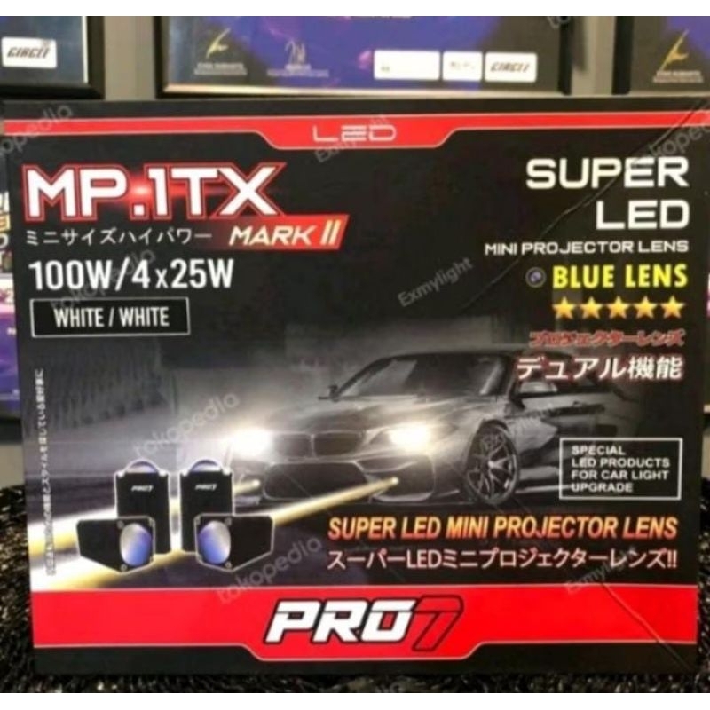 MINI PROJIE PRO7 MP.1TX-S/MP1TX Blue Lens 4X25W / MP1TXS - PUTIH KUNING