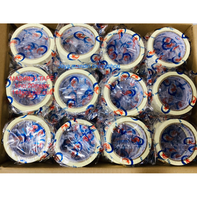 

STARTAPE MASKING TAPE CREAM LAKBAN KERTAS 1inci 20meter 144pcs per dus