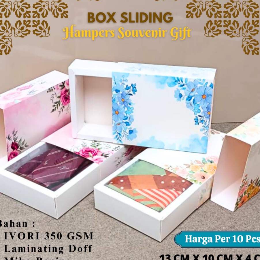 

2 IN 1 BOX SLIDING MOTIF 1 Pcs SLIDING BOX KEMASAN GIFT HAMPERS HIJAB PACKAGING