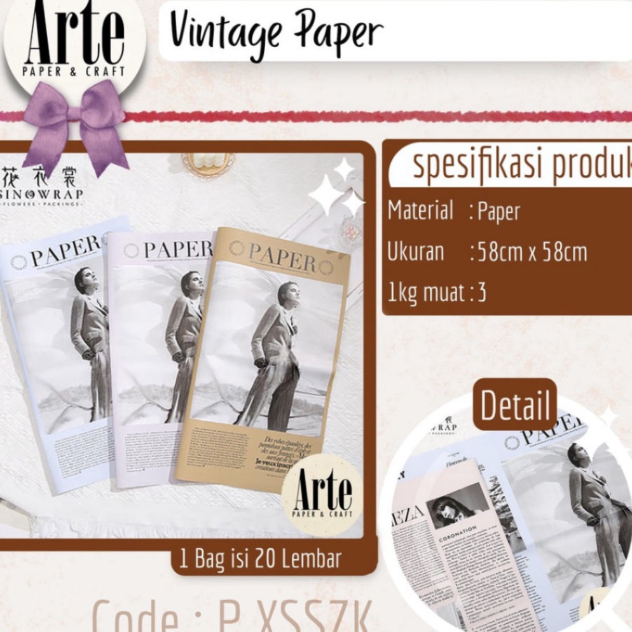 

SENSASIONAL 2 lembar Vintage Paper Kertas Buket Korea Bunga Flower Wrapping Kado Koran PXSSZK