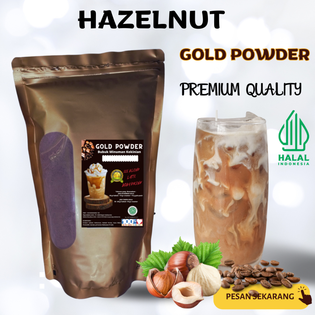 

1 Kg Gold Powder HAZELNUT | Bubuk Minuman Instan Rasa coffee hazelnut | Powder Drink Serbuk Minuman