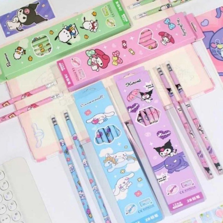 

SAKHA12 PCS PENSIL SANRIO FREE RAUTAN PENSIL ANAK MELODY CINAMOROL KUROMI