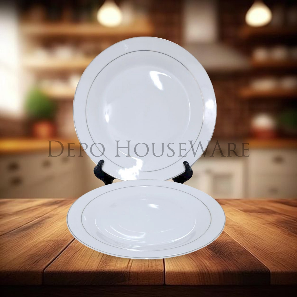 Piring Keramik Cantik Elegan untuk Rumah & usaha / Piring Makan ceper bulat 9,5 inch Piring Saji Pir