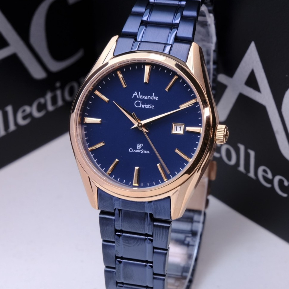 Alexandre Christie Wanita Terbaru 2024 Original AC 8681 Blue Rosegold