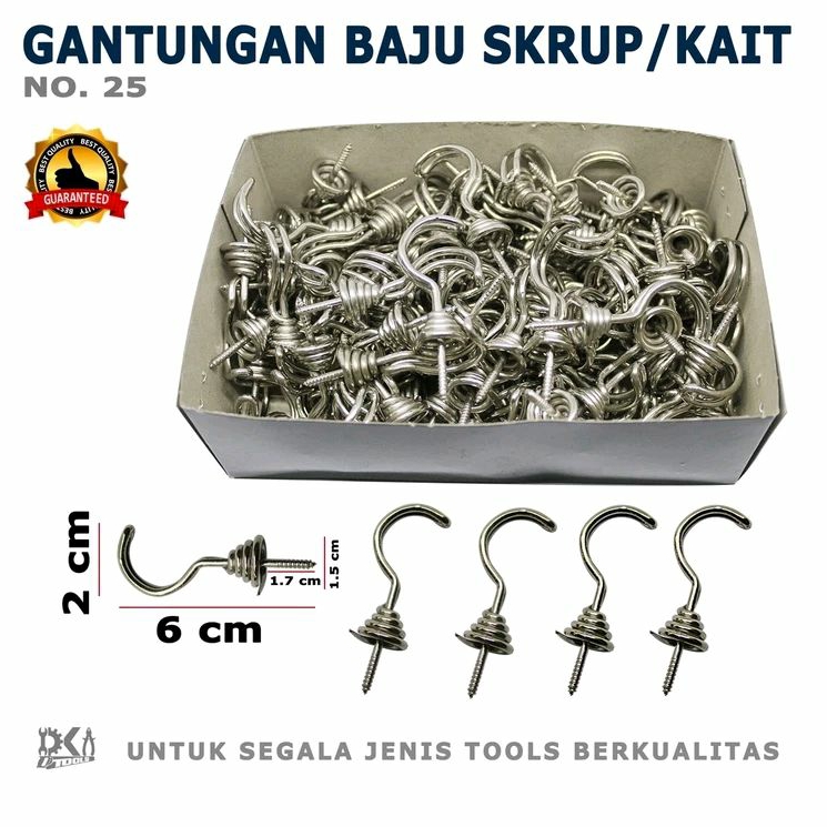 Gantungan Baju Skrup Kawat Ulir Kait kail Cantolan Dinding NN 25 10PCS