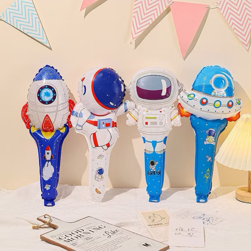 balon foil pentungan astronot roket kartun karakter princess