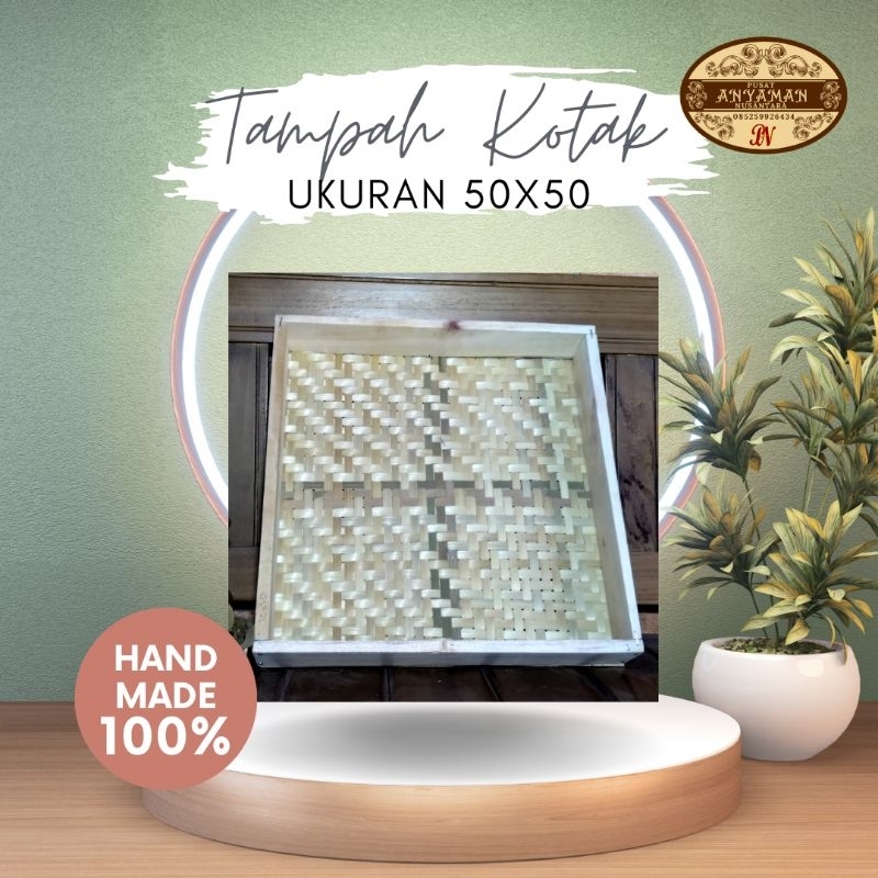 tampak bambu kotak/tampah tumpeng/nampan bambu jumbo 50 x 50 BTK