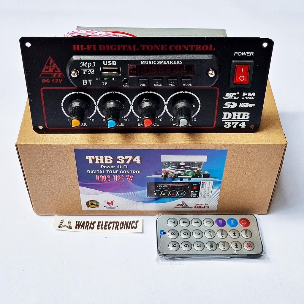 Kit Speaker Aktif modul MP3 Bluetooth 12V DC Stereo Amplifier CKJ Tipe THB 374