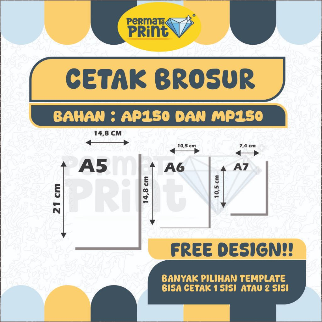 

Print Brosur Ukuran A5, A6, dan A7 Bahan Art Paper 150 GSM Free Design