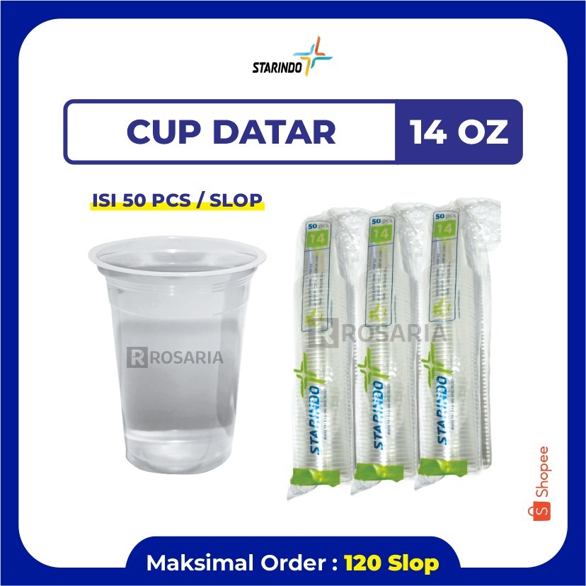 CUP POLOS DATAR 14 OZ STARINDO 5 gr Plastik Bening Gelas Minuman