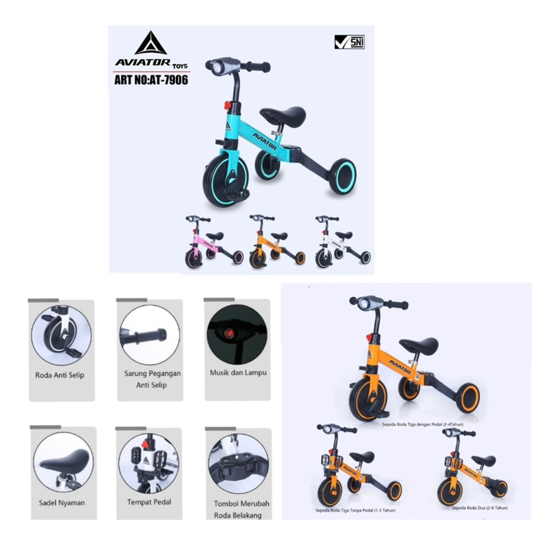 Push Bike Balance Bike Roda Tiga Aviator