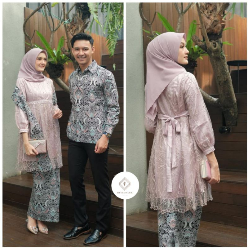 JUMBO ADA - Couple Kebaya Modern Baju Wisuda Tunangan Lamaran Terbaru Baju Batik Brokat Couple mahes