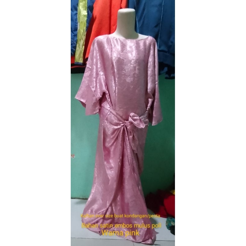 Preloved kaftan dewasa mewah /kaftan pesta over size warna pink(co+adm)