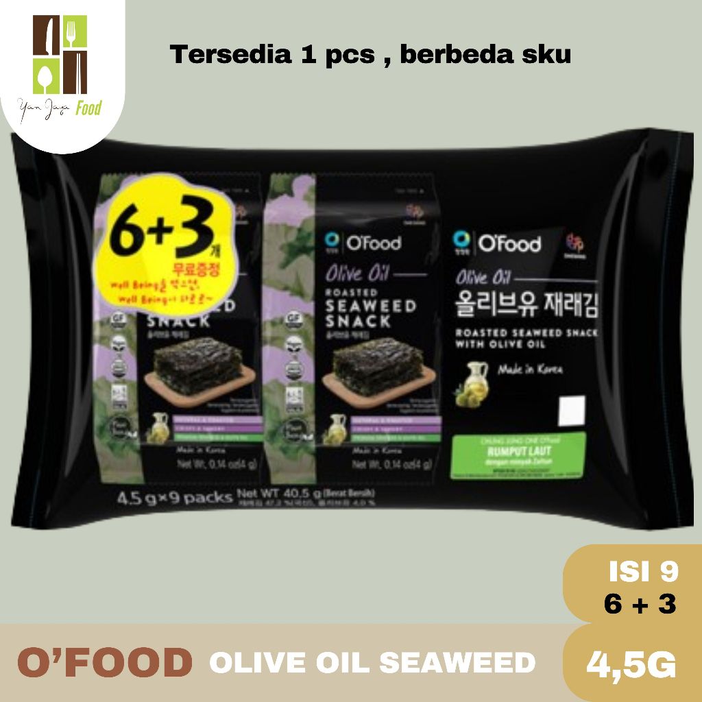 

Daesang Chung Jung One Roasted Seaweed Snack Olive Oil / Rumput Laut Panggang Dengan Minyak Zaitun [6+3 PCS] / 1 PACK