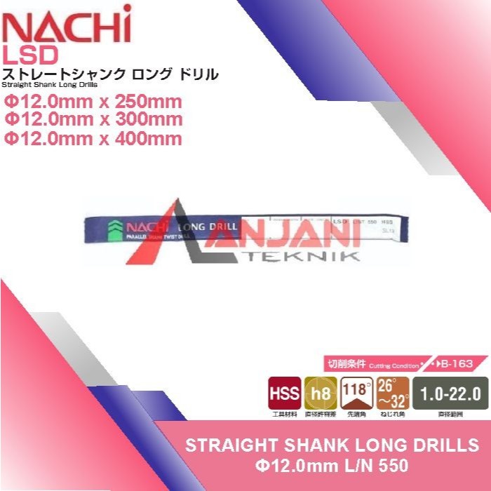 NACHI MATA BOR BESI PANJANG HSS 12 x 250 300 400 mm LONG DRILLS 12mm