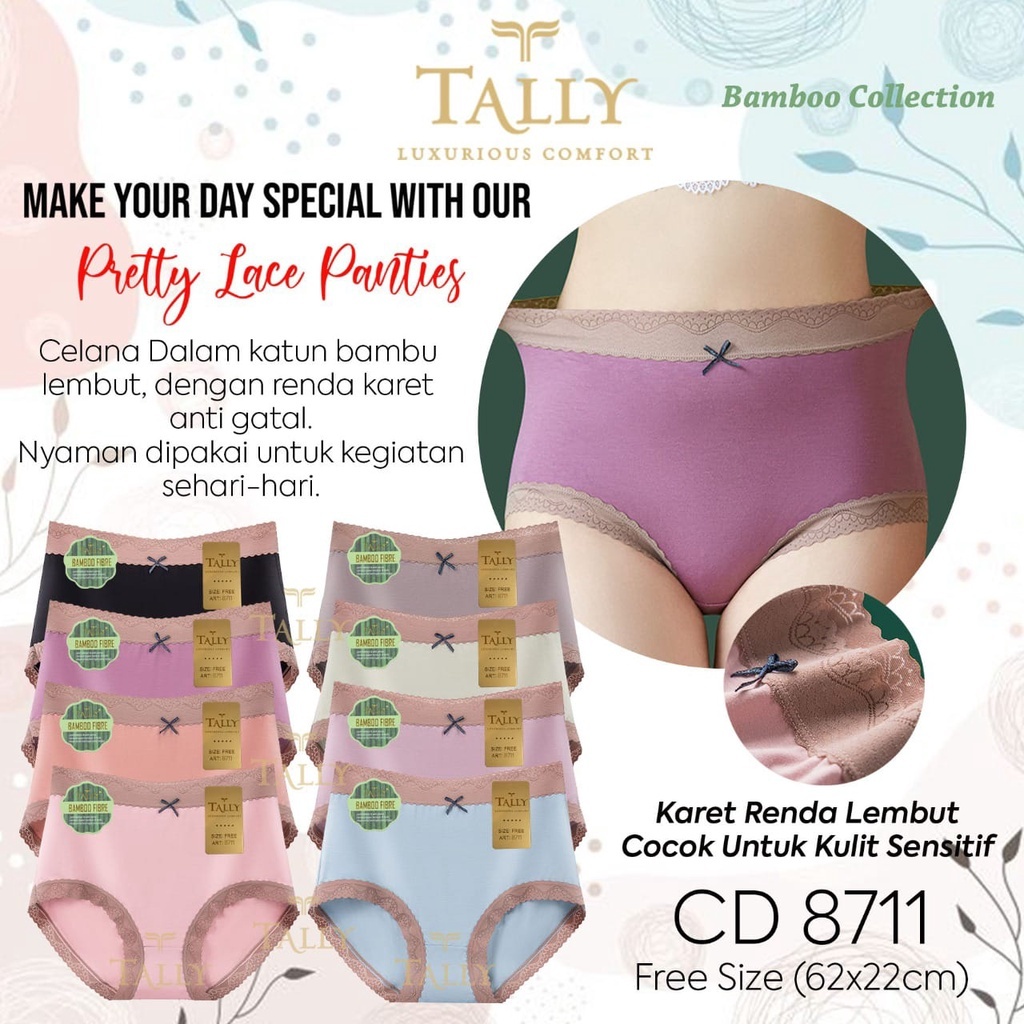 Tally Celana Dalam Katun Bamboo Renda Karet - CD 8711