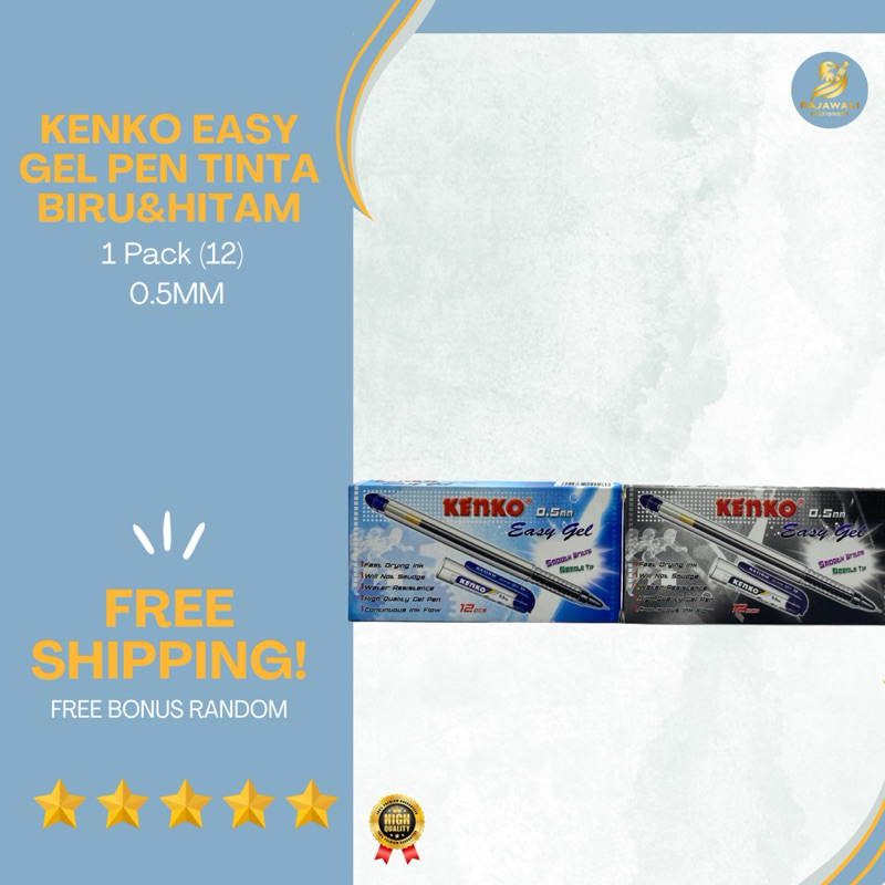 

Gel Pen Easy Gel Merk Kenko (6 Pcs & 12 Pcs) | 0.5mm | Tinta Biru & Hitam