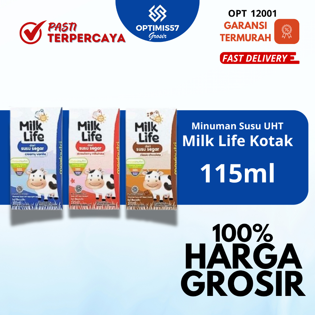 

Milk Life Kotak 115ml | Minuman Susu UHT Milk Life Kotak Grosir Termurah 40pcs OPT12001