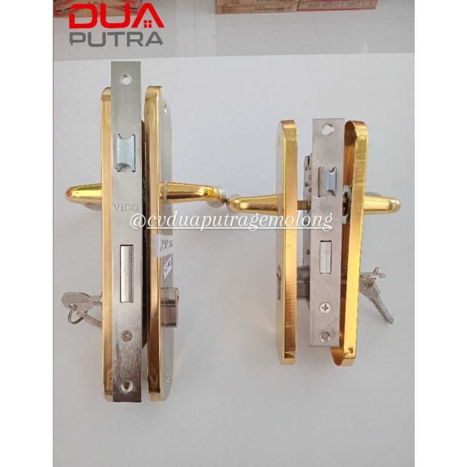SLOT VICO SNGP/ SELOT PINTU/ HANDLE PINTU KUNCI RUMAH SET KUNING KECIL & BESAR